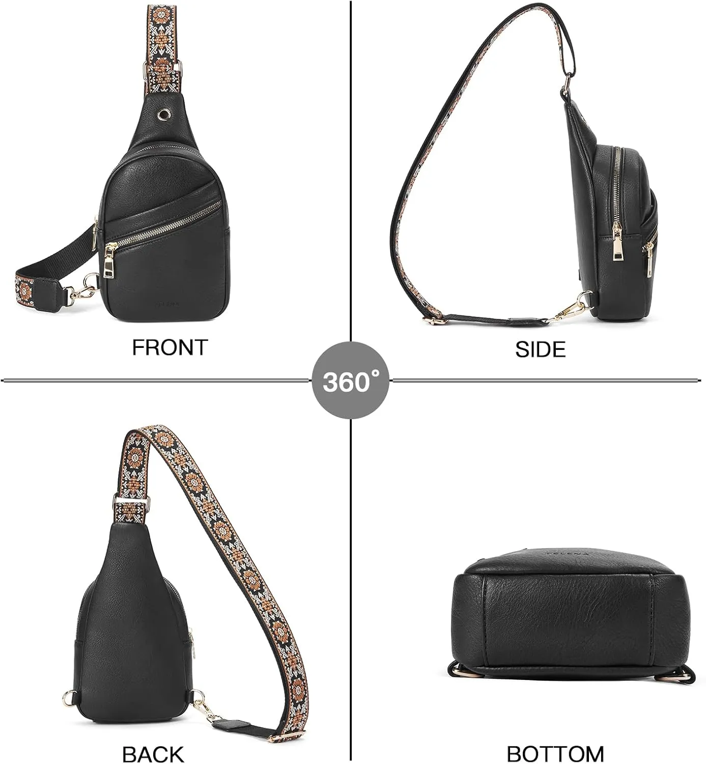 Telena Sling Bag for Women Crossbody Bags Purse for Women Vegan Leather Fanny Pack with Adjustable Strap