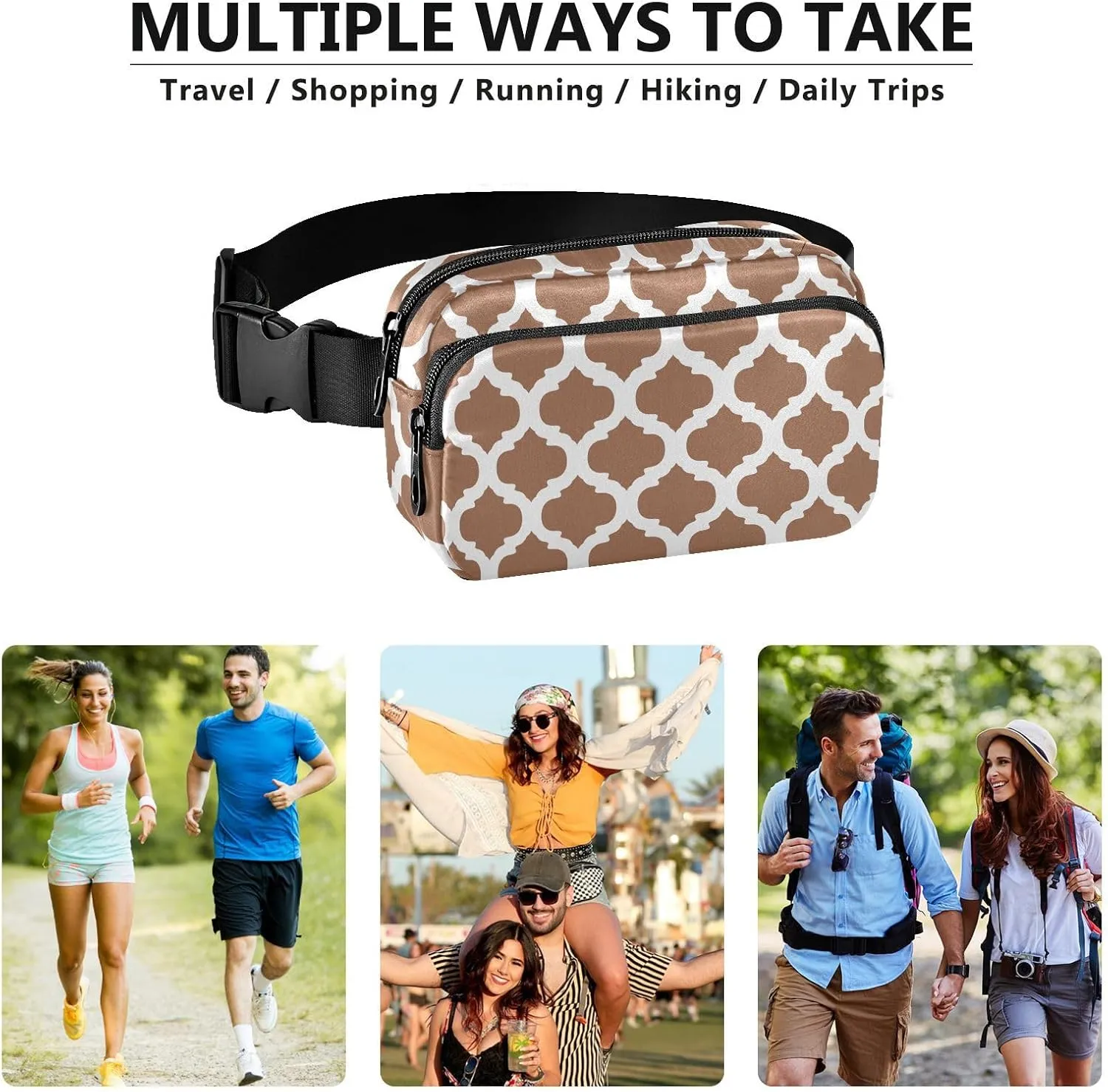 Terracotta Moroccan Fanny Packs for Women Belt Bag Crossbody Bag Waterproof Fanny Pack Small Sling Bags Fashion Waist Packs Cross Body Bag for Running Hiking Men Sports Traveling