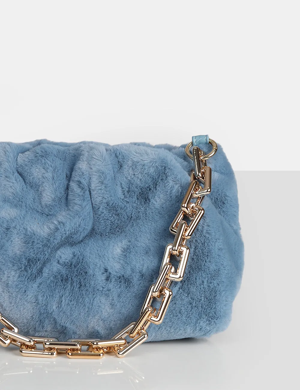 The Bracken Blue Faux Fur Chain Handbag