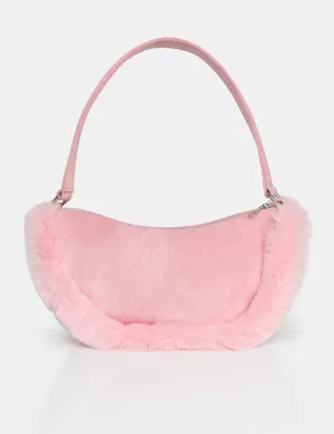 The Kinley Pink Suede Faux Fur Shoulder Bag