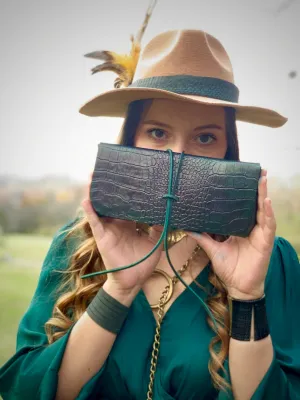 “The Priscilla” Custom Dyed Crocodile Embossed Leather