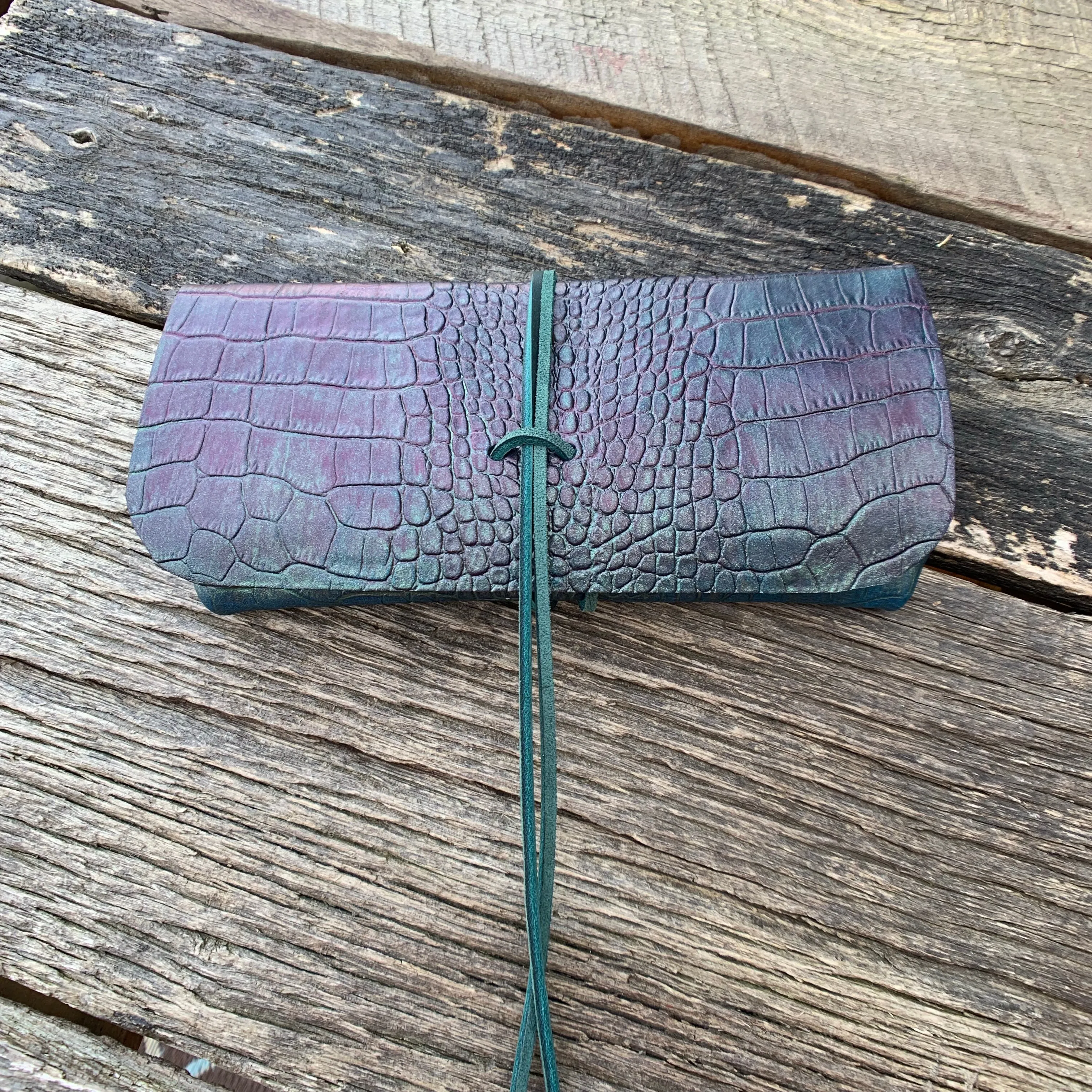 “The Priscilla” Custom Dyed Crocodile Embossed Leather