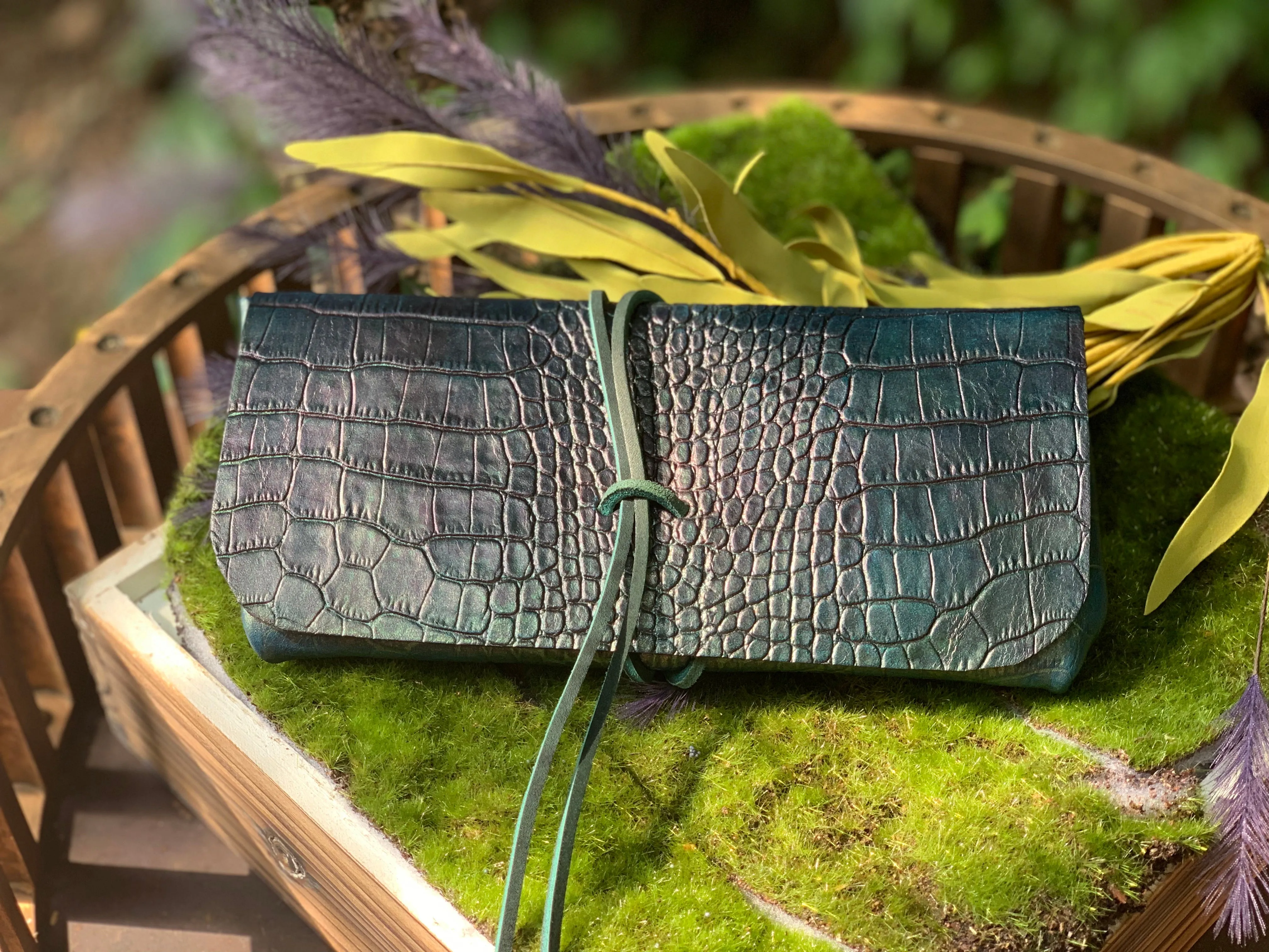 “The Priscilla” Custom Dyed Crocodile Embossed Leather