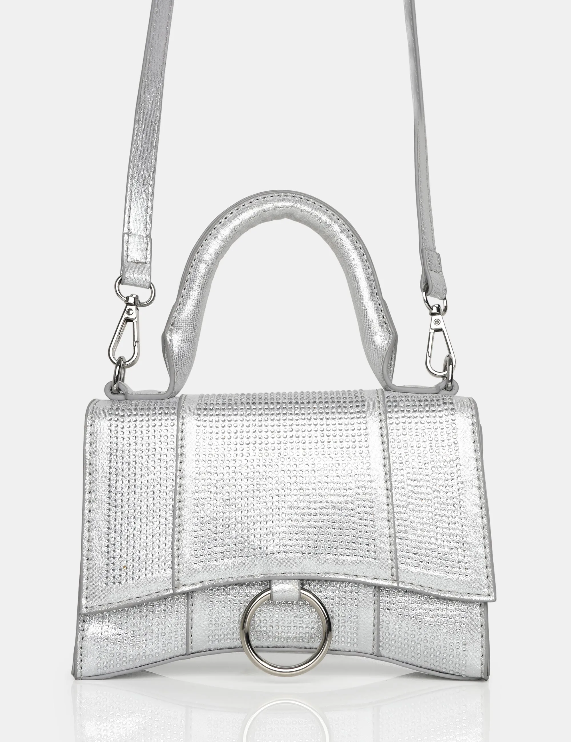 The Raina Silver Diamante Mini Handbag