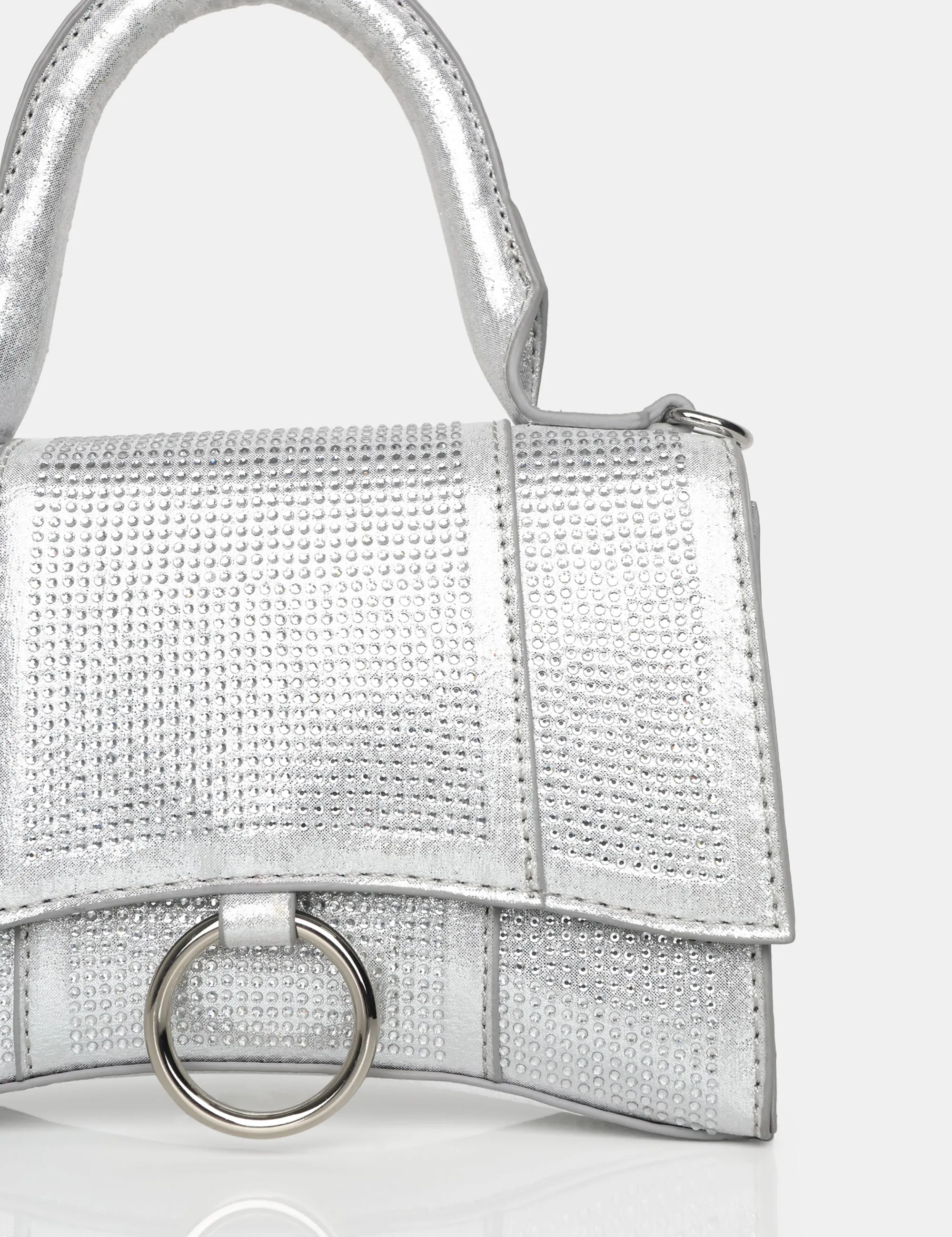 The Raina Silver Diamante Mini Handbag