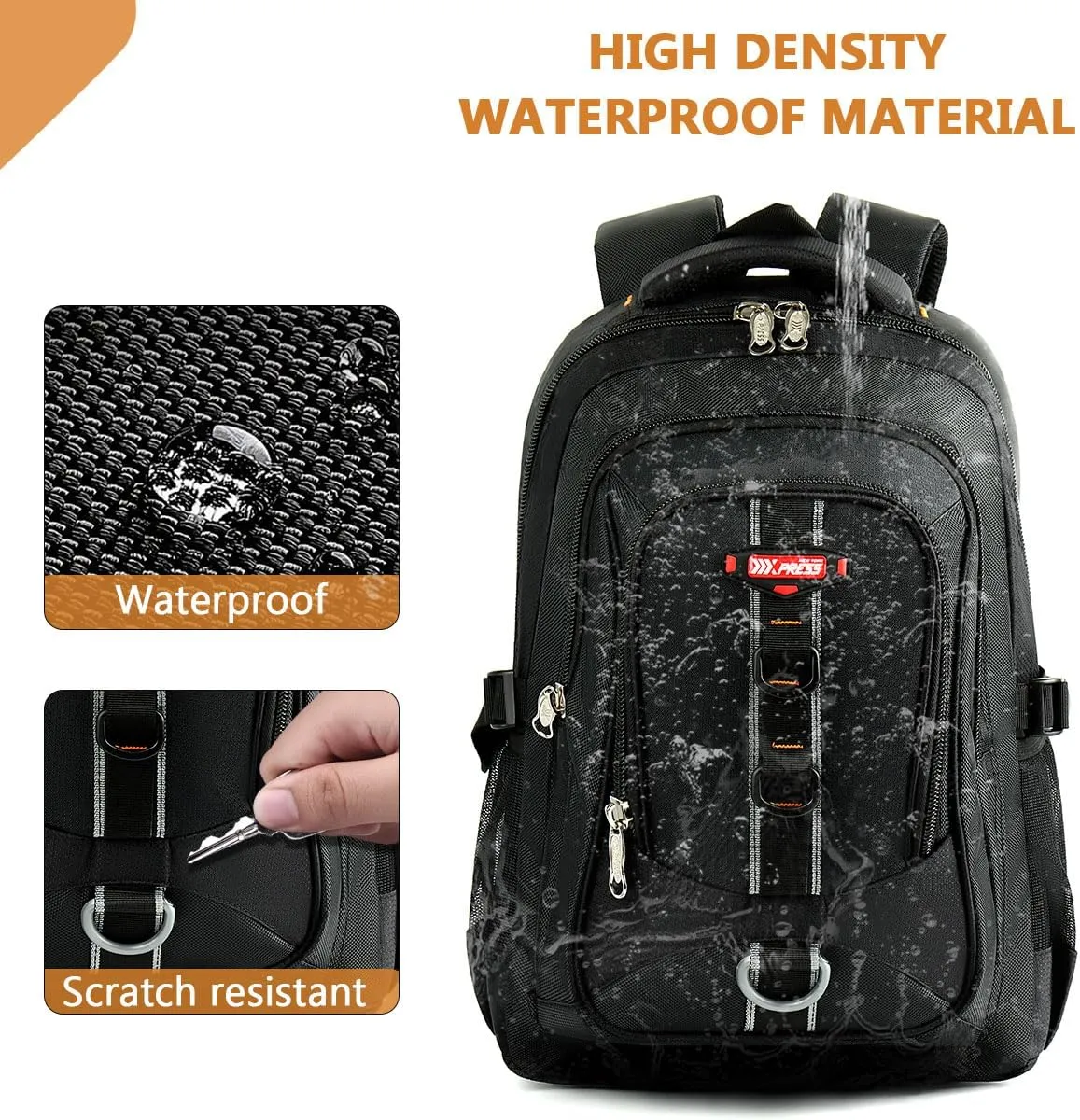 Travel Backpack Carry on Flight Approved for Man Women,Lightweight,Waterproof Backpack,Fits 17 Inch Computer#Black