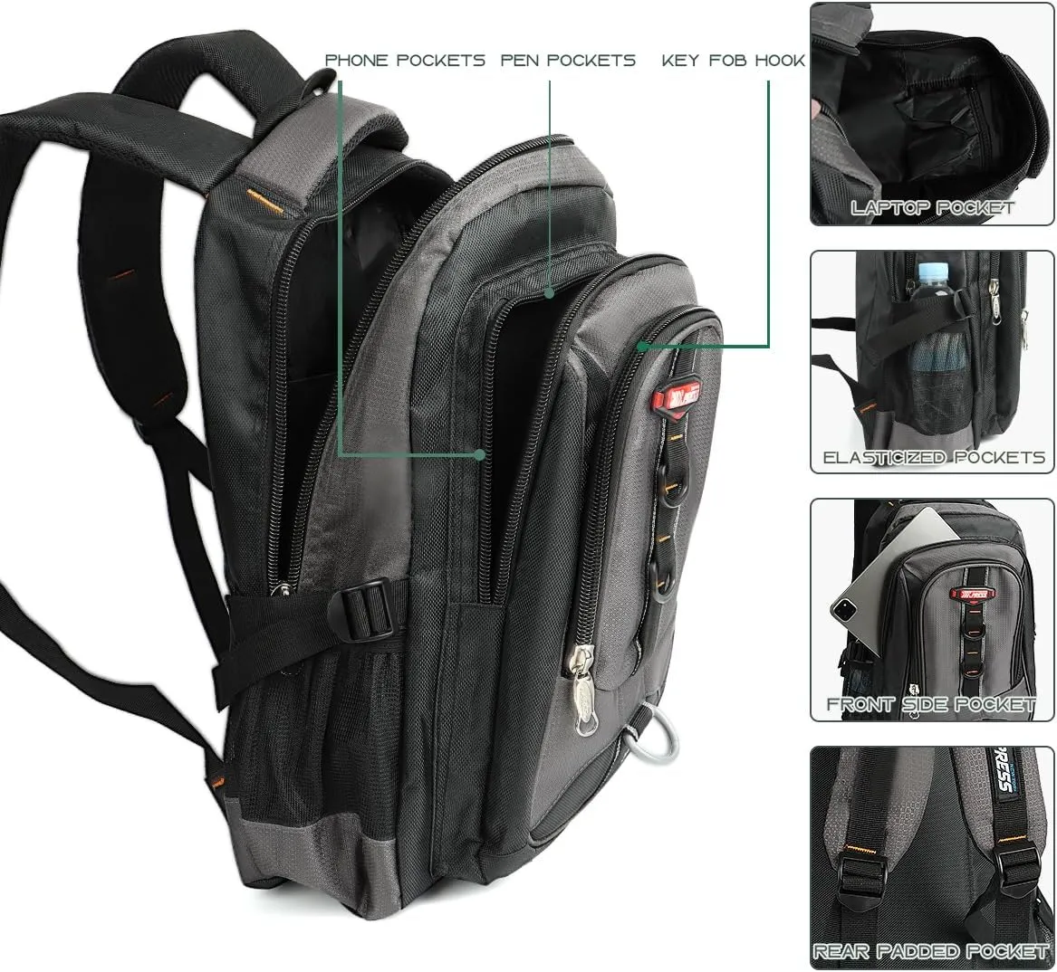 Travel Backpack Carry on Flight Approved for Man Women,Lightweight,Waterproof Backpack,Fits 17 Inch Computer#Grey