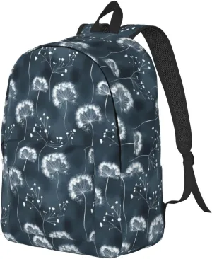 Travel Backpack for Women Men - 20L Elegant Dandelion Print Canvas Simple Modern Backpack Bag for Hiking