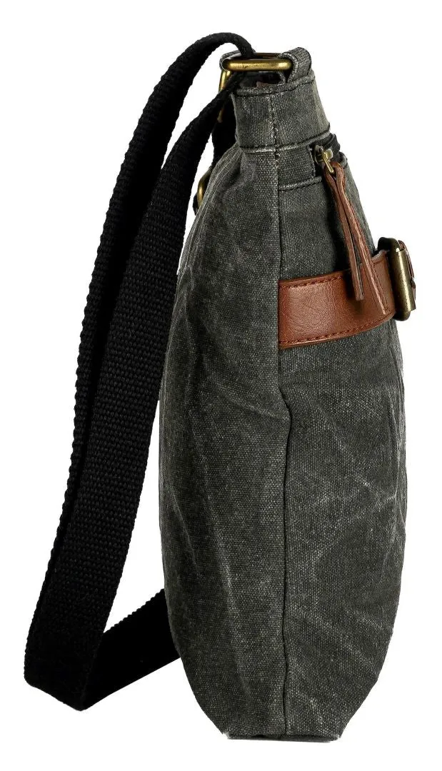 Unisex Crossbody Bag with Upcycled Canvas & Leather, India