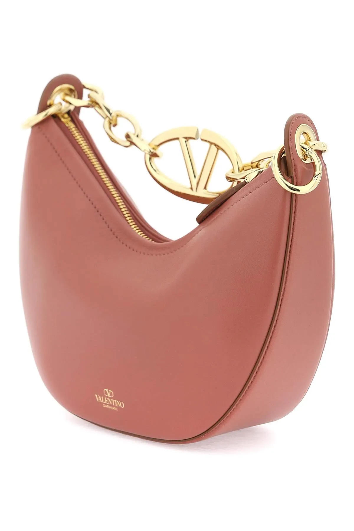 Valentino garavani mini vlogo moon bag in nappa leather with chain