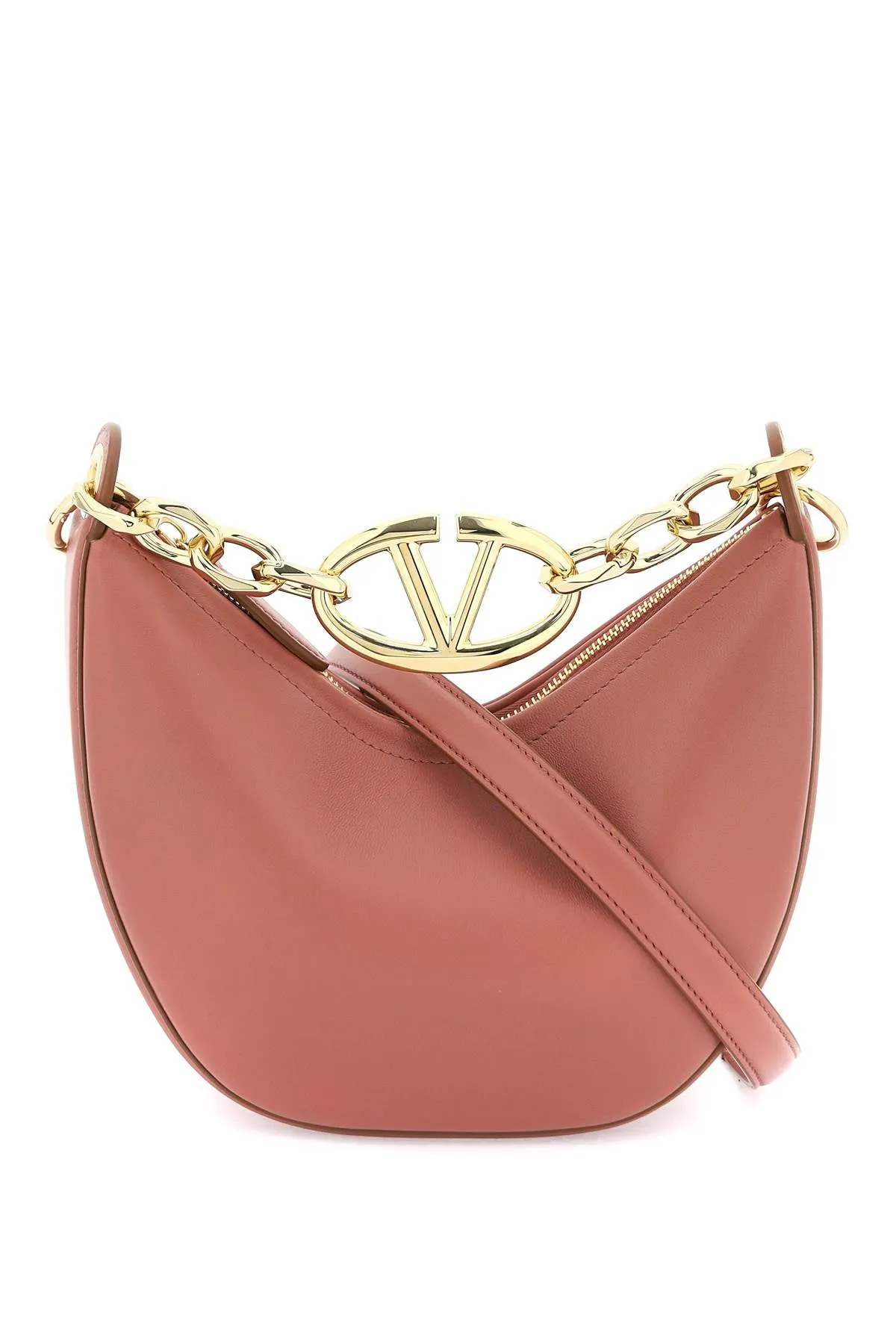 Valentino garavani mini vlogo moon bag in nappa leather with chain