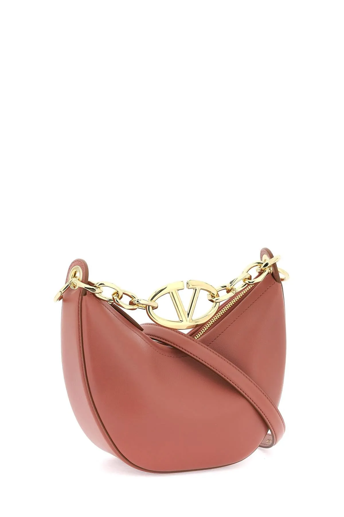 Valentino garavani mini vlogo moon bag in nappa leather with chain