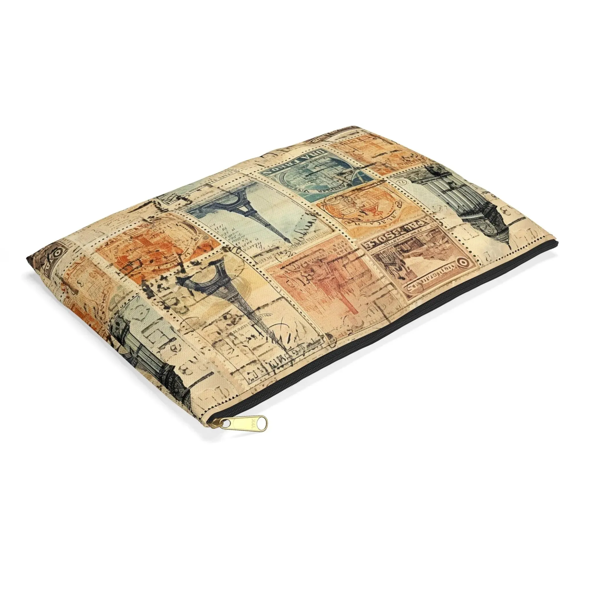 Vintage Travel Stamps Print Pouch
