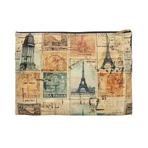 Vintage Travel Stamps Print Pouch