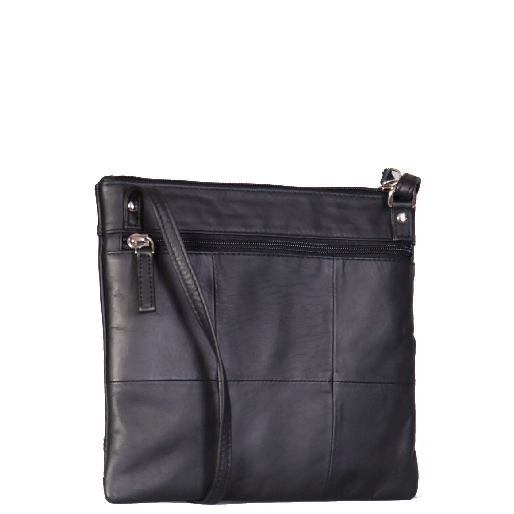 Womens Cross-Body Leather Bag Slim Shoulder Travel Bag A08 Black