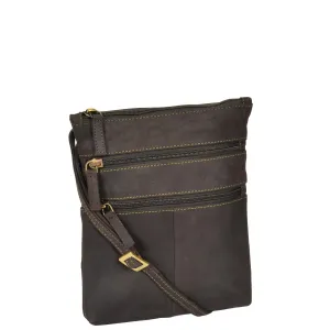 Womens Cross-Body Real Leather Shoulder Travel Bag A606 Oil Brown