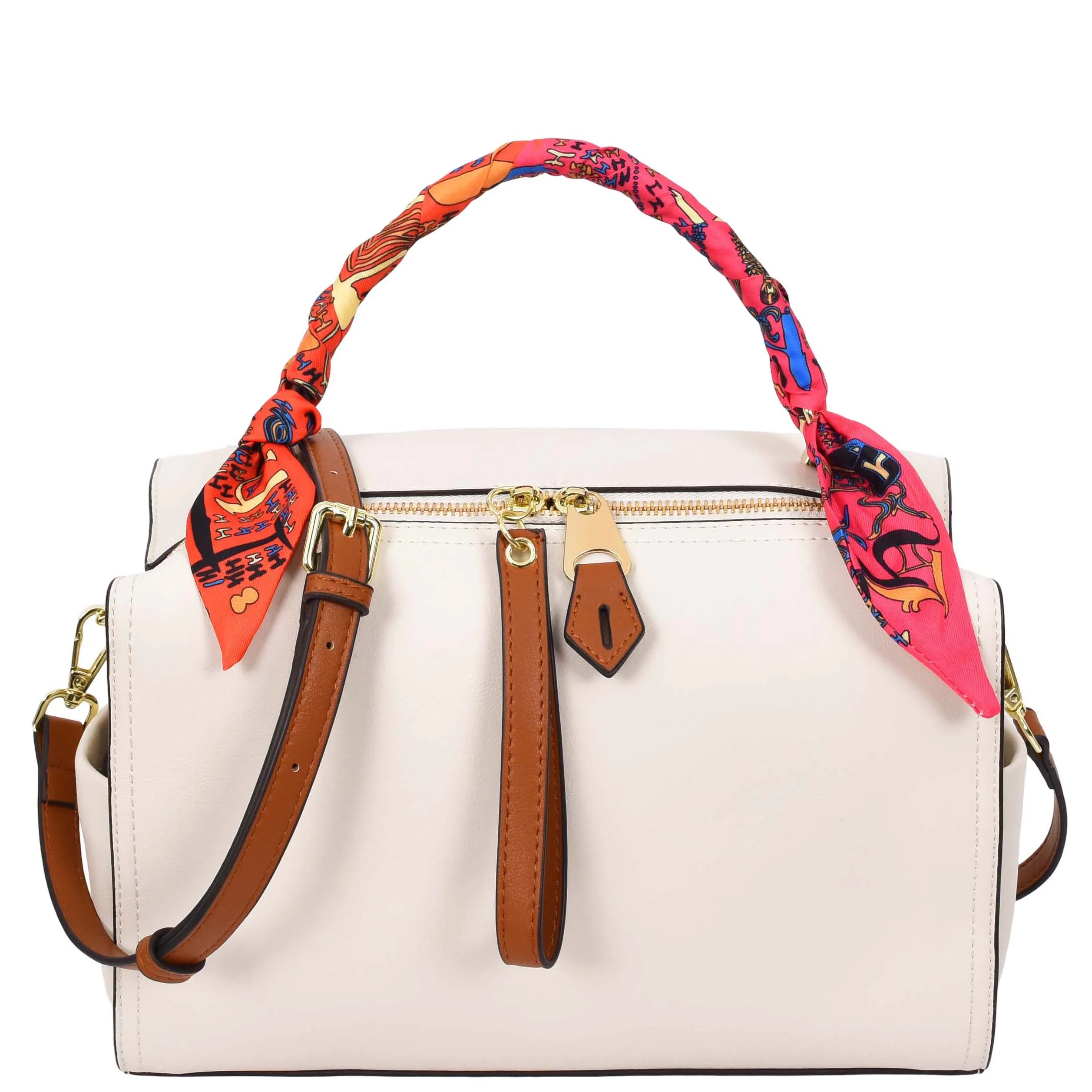 Women's Faux Leather Handbag Cross Body Casual Fashion Barrel Bag A890 White