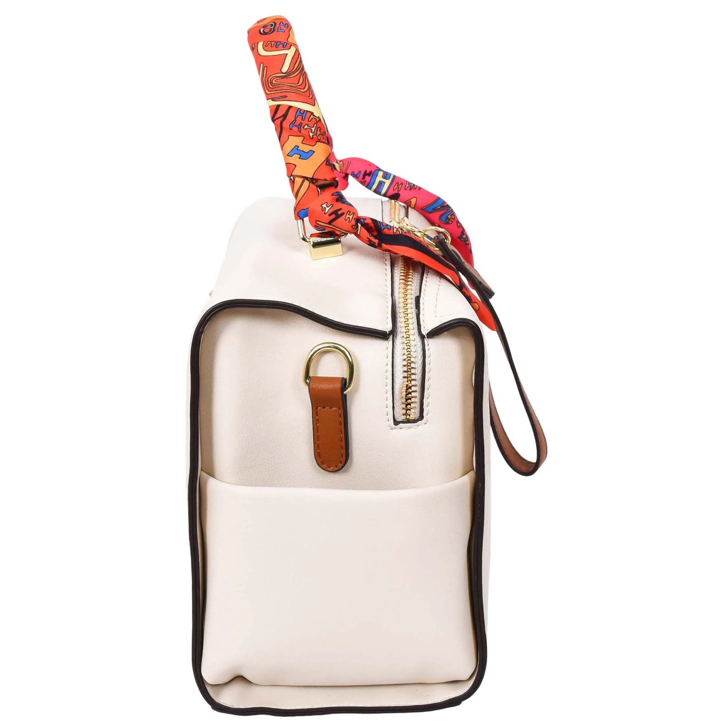 Women's Faux Leather Handbag Cross Body Casual Fashion Barrel Bag A890 White