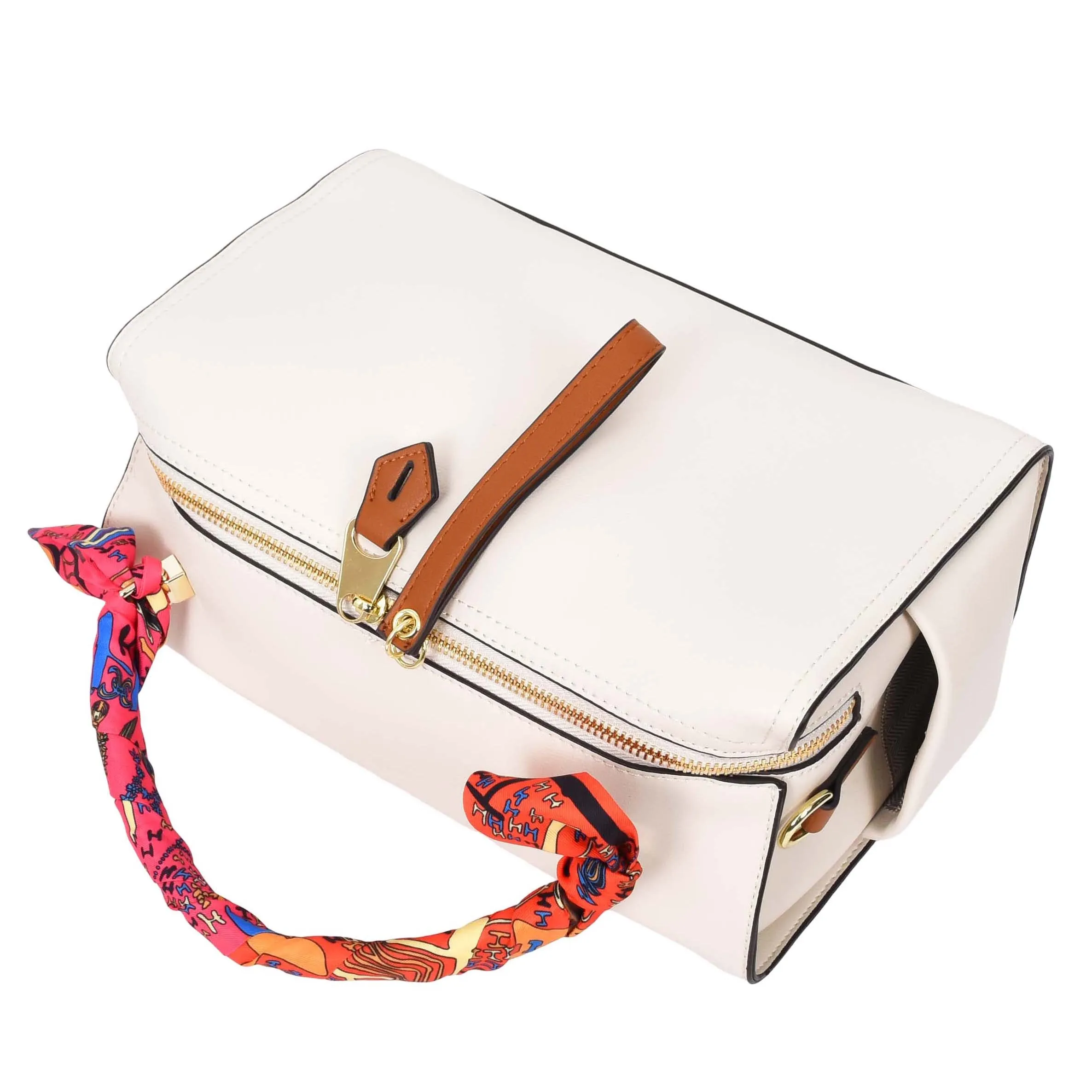 Women's Faux Leather Handbag Cross Body Casual Fashion Barrel Bag A890 White