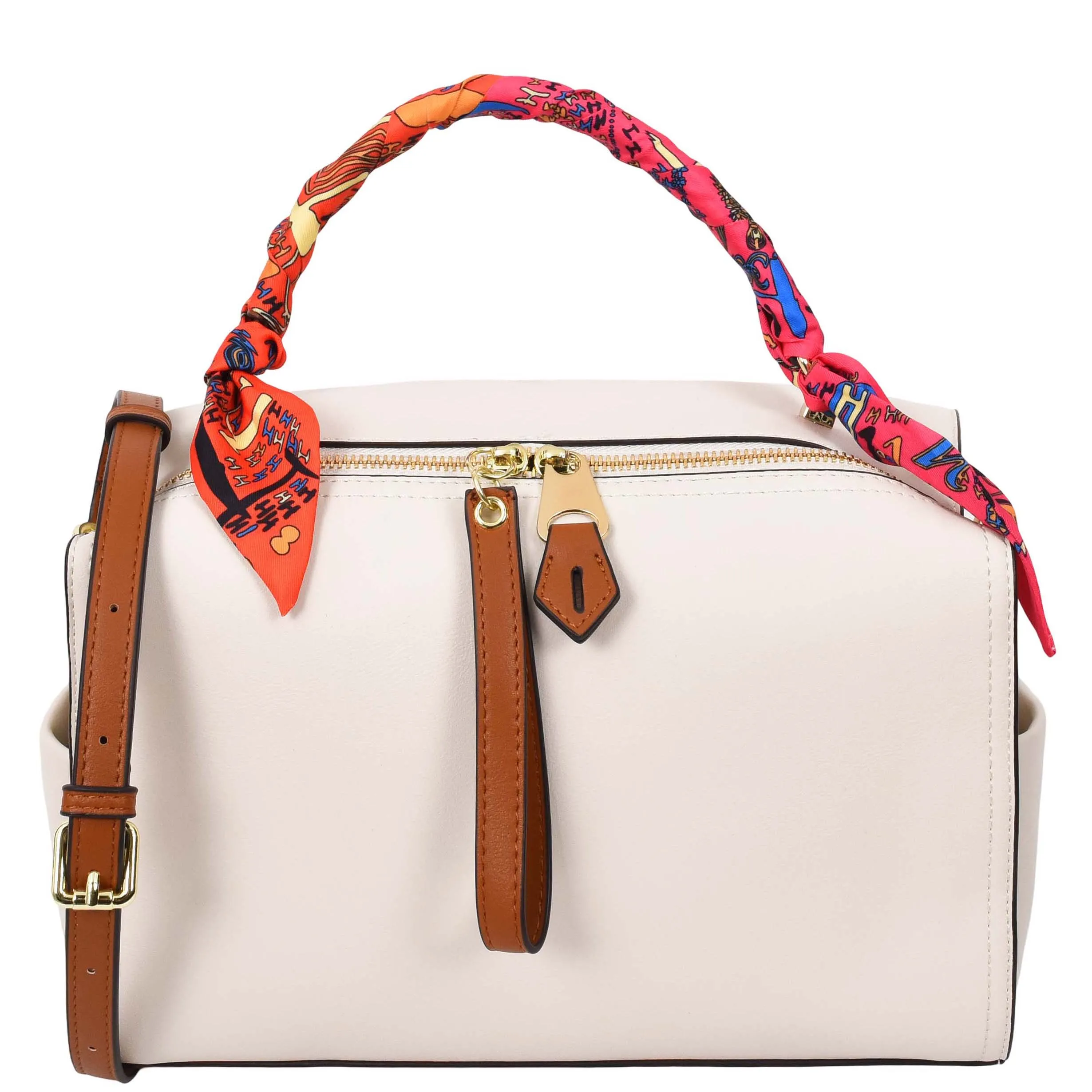 Women's Faux Leather Handbag Cross Body Casual Fashion Barrel Bag A890 White