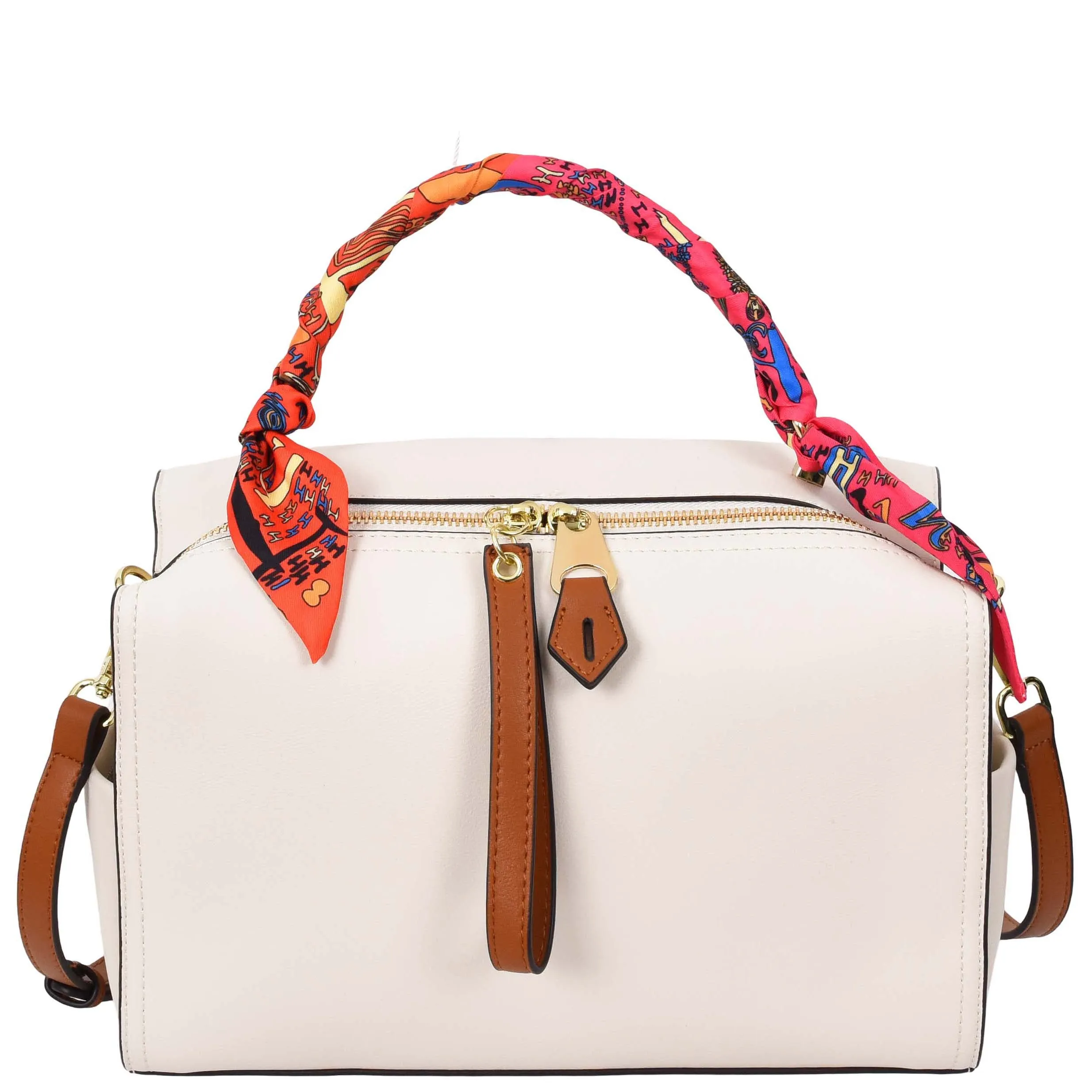 Women's Faux Leather Handbag Cross Body Casual Fashion Barrel Bag A890 White