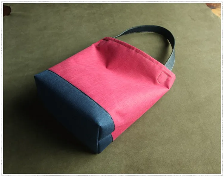 Womens Pink Red Nylon Shoulder Tote Bags Best Nylon Tote Handbag Shopper Bags Purse for Ladies
