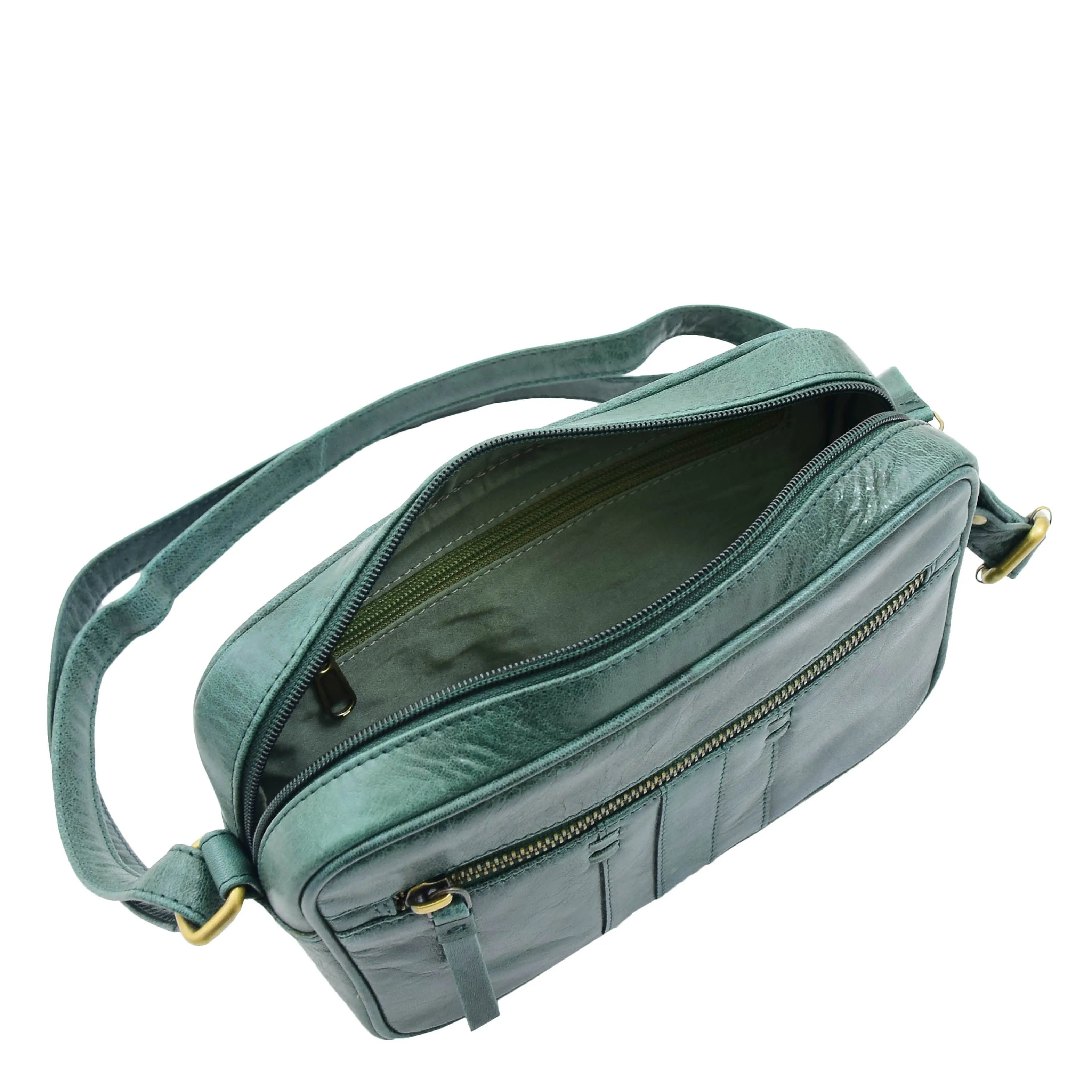 Womens Real Leather Small Cross Body Bag HOL361 Green