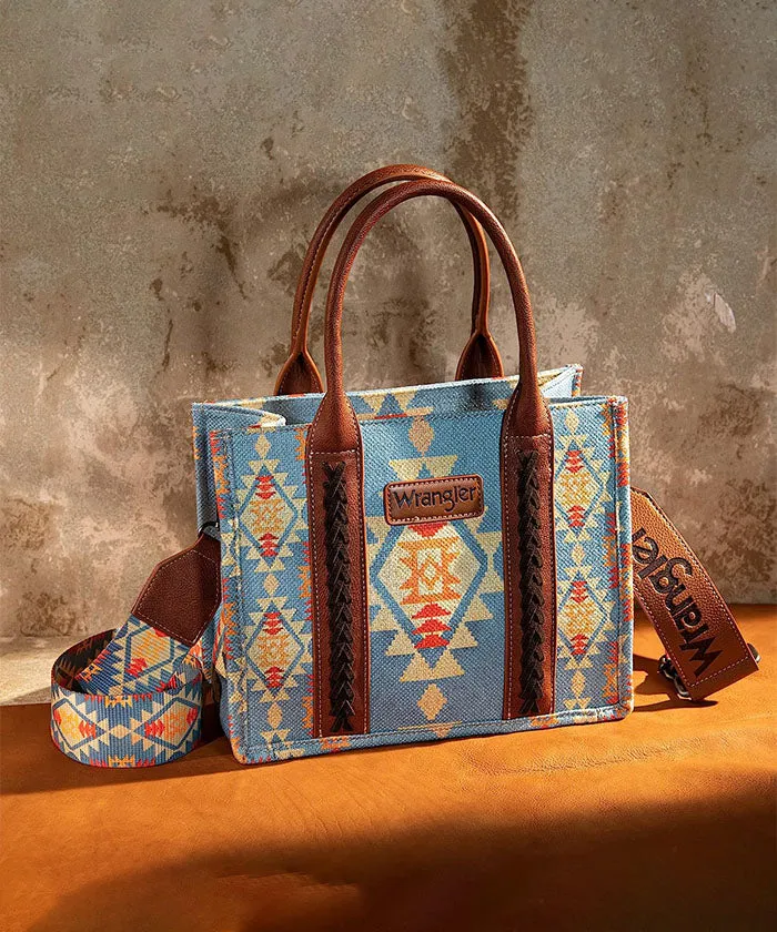 Wrangler Southwestern Crossbody Blue Tote Bag | WG2202-8120BR