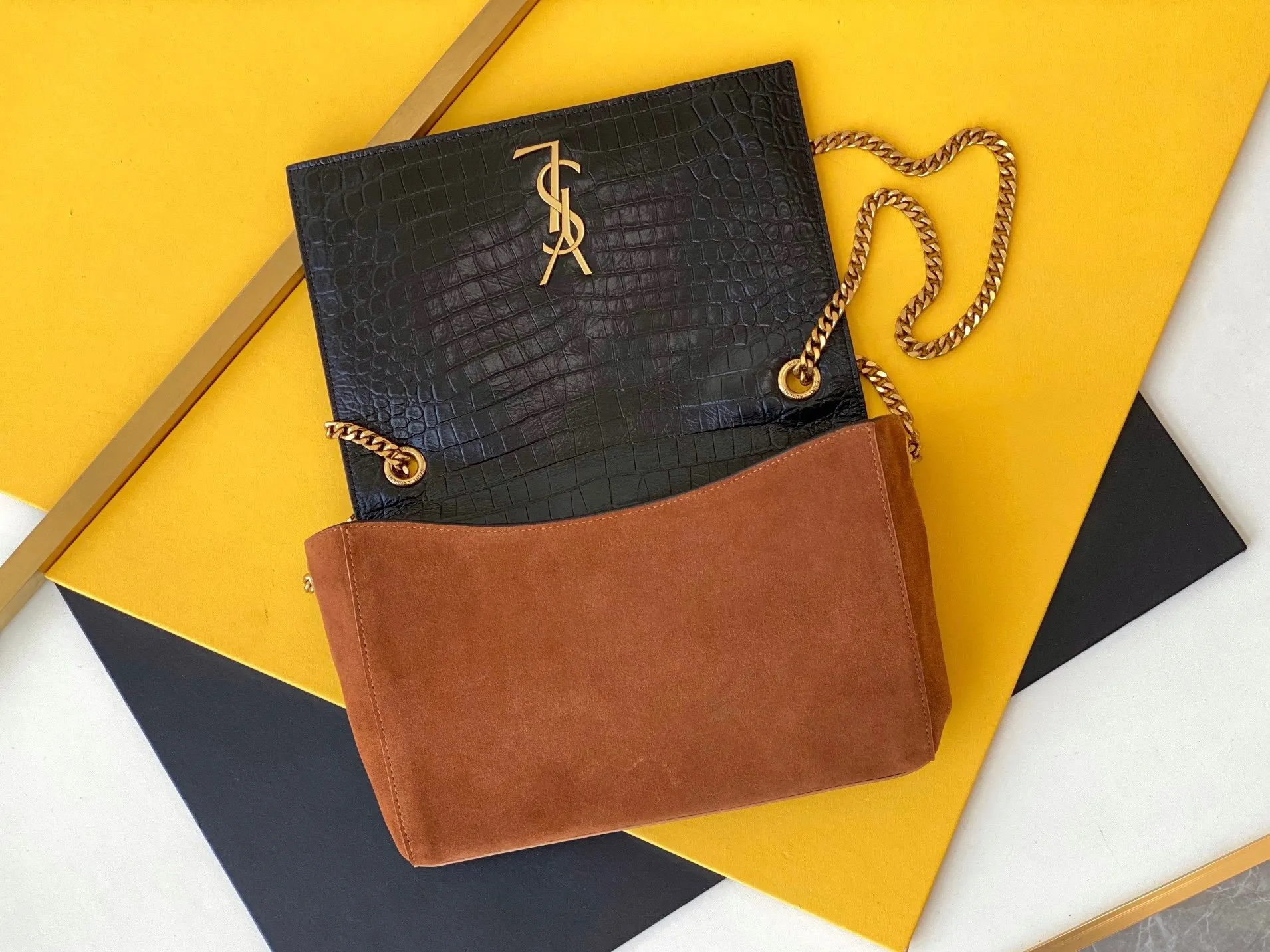 YSK203 Kate Medium Reversible Chain Bag in Suede and Leather / HIGHEST QUALITY VERSION